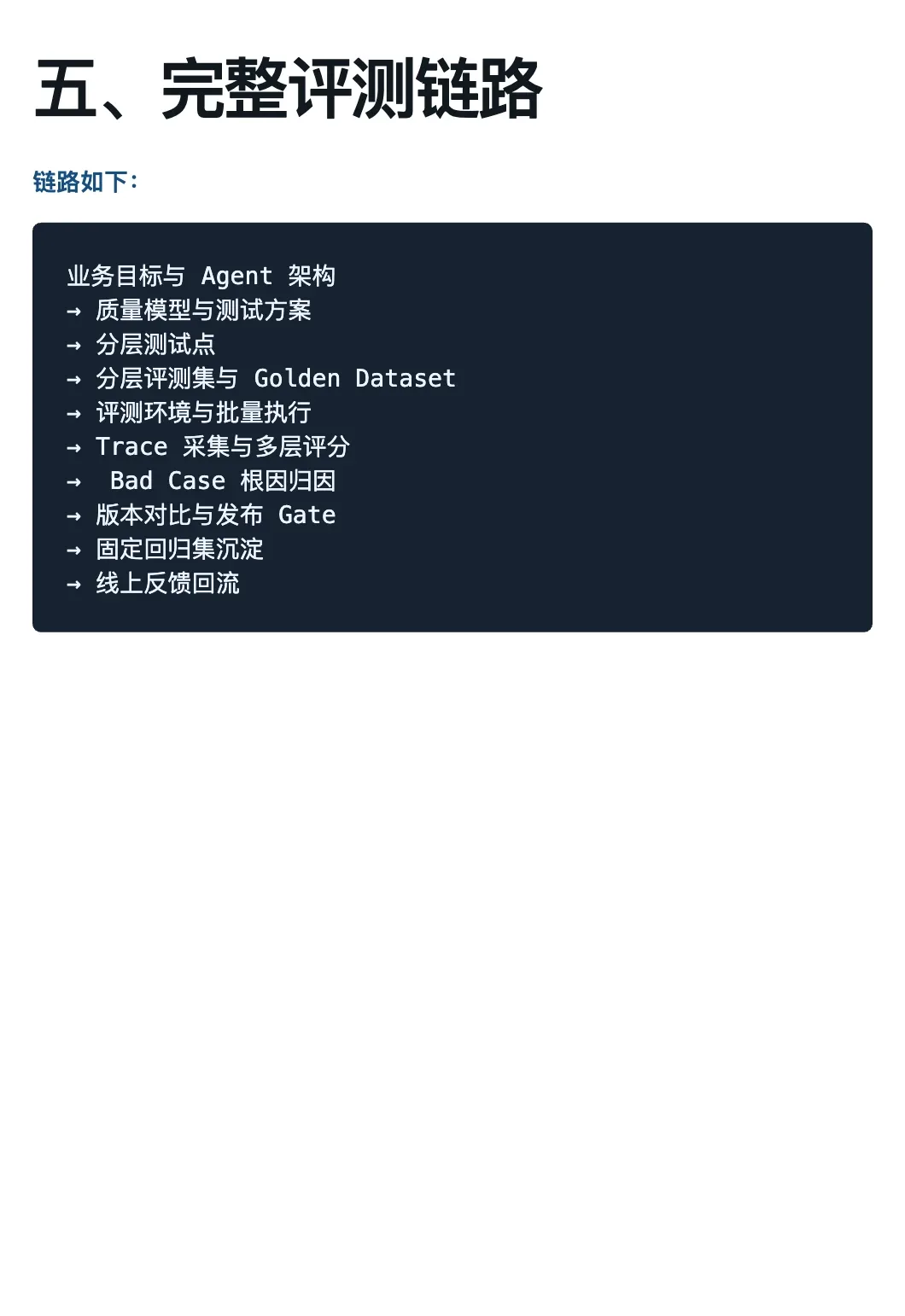 评测工程师 · 五、完整评测链路(从业务目标到线上反馈的闭环)